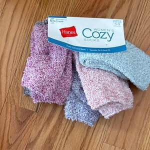 Hanes Women's Cozy Socks - Pink, Lavender, Light Blue, Gray, Cream